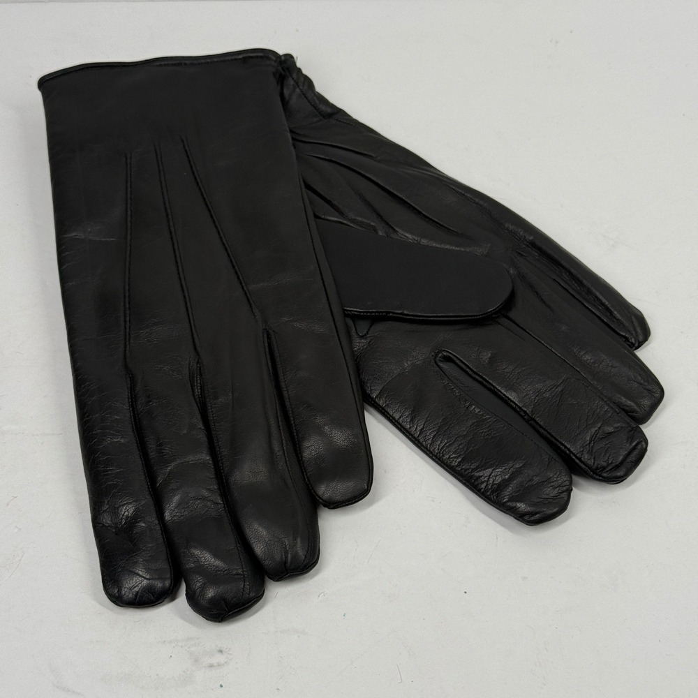 Fratelli Orsini Leather Dress Gloves Black Rabbit Lined Winter Italy XXL